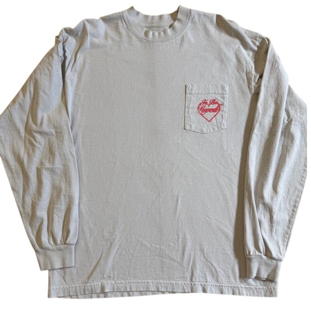 Adele To Be Loved long sleeve pocket cream tan Vegas shirt Size Large